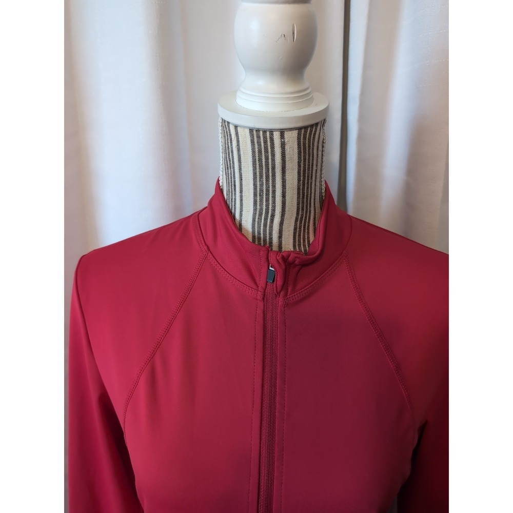 Cool Run Women's Red Front Zip Jacket With Thumb Holes Size Small - Picture 2 of 9